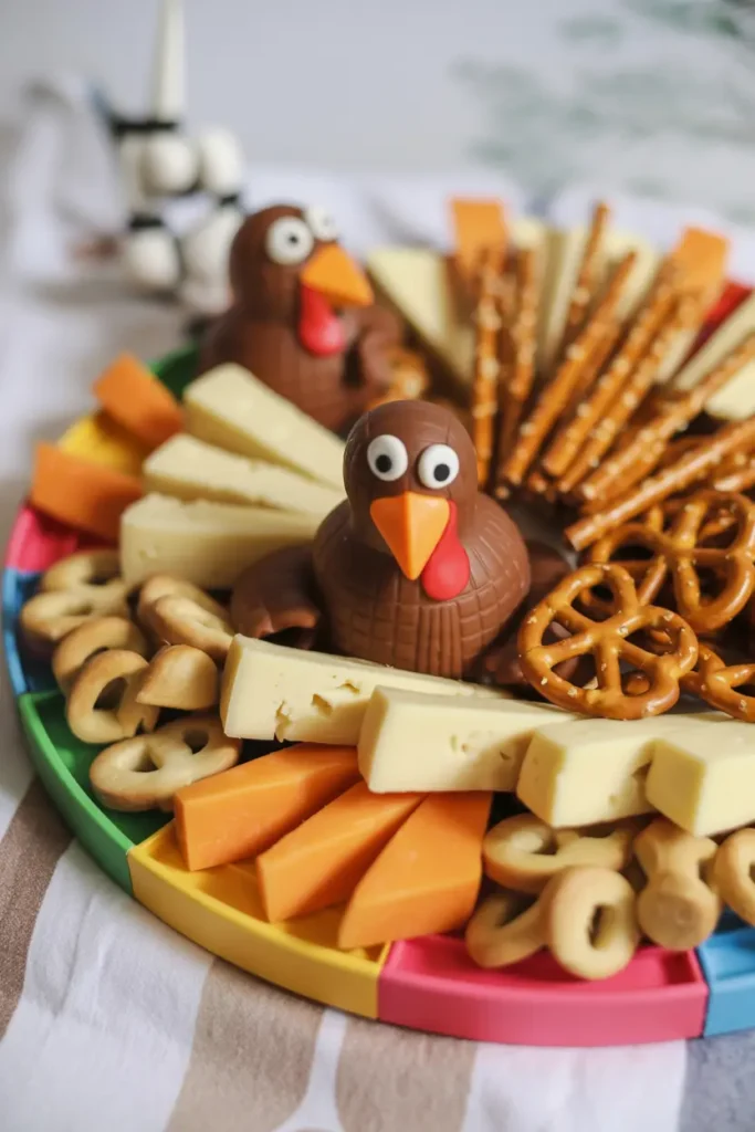 Kids appetizer board - Turkey-shaped cheese