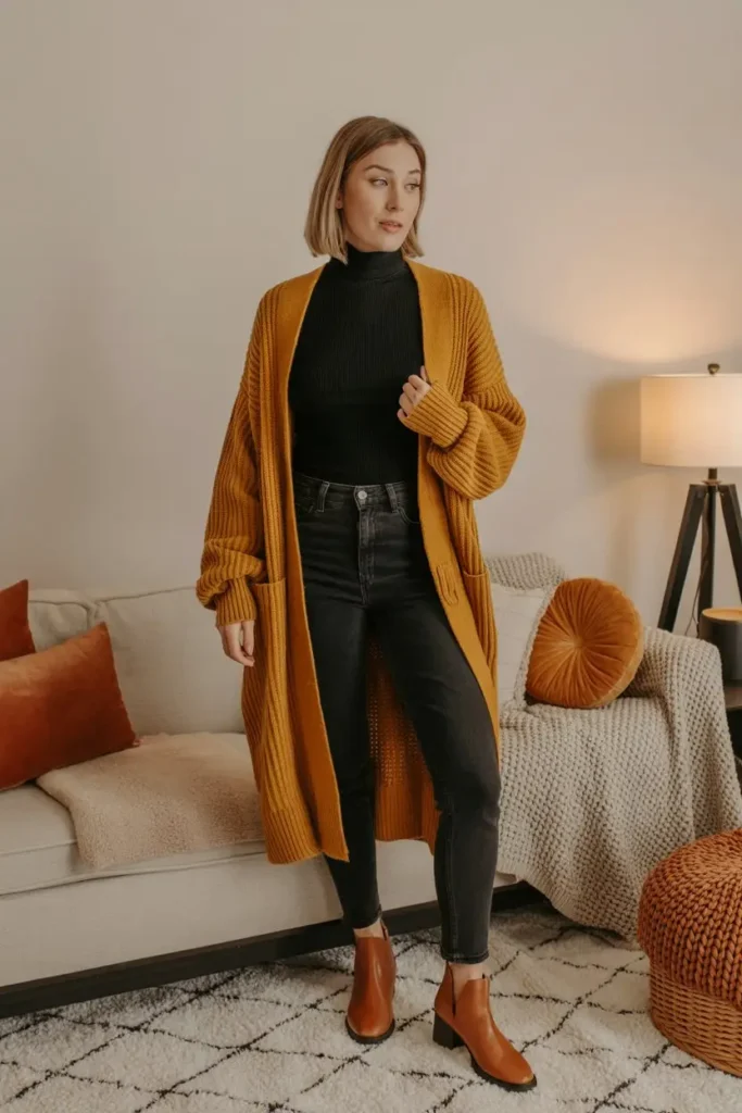 Layered cardigan Thanksgiving outfit 40+
