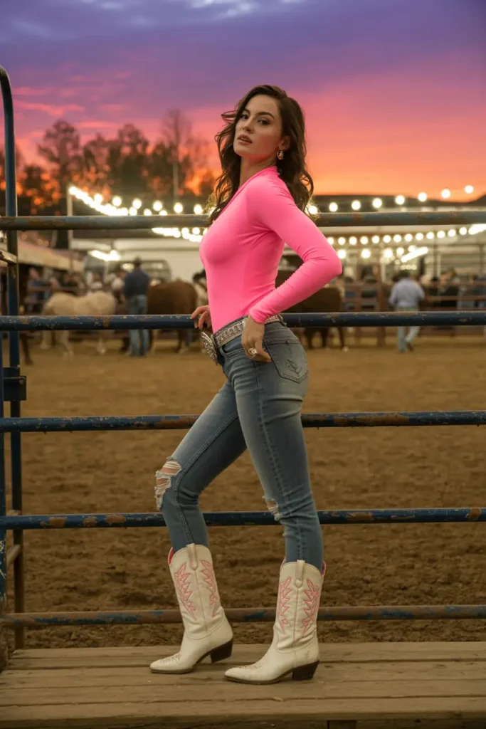 Neon pink rodeo outfit