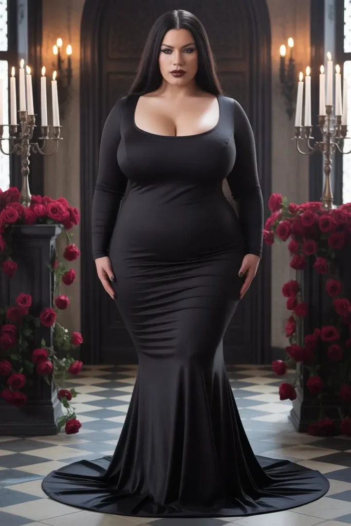 Plus size Morticia costume
