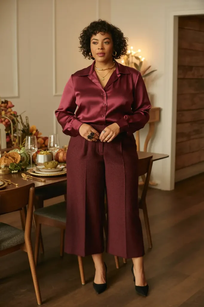 Plus size Thanksgiving dinner outfit