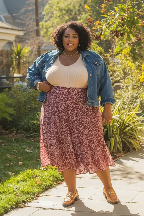 Plus size fall outfit ideas floral