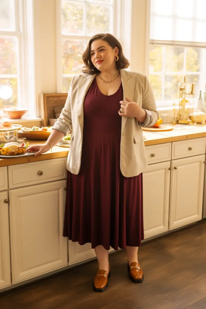 Plus size hosting outfit Thanksgiving