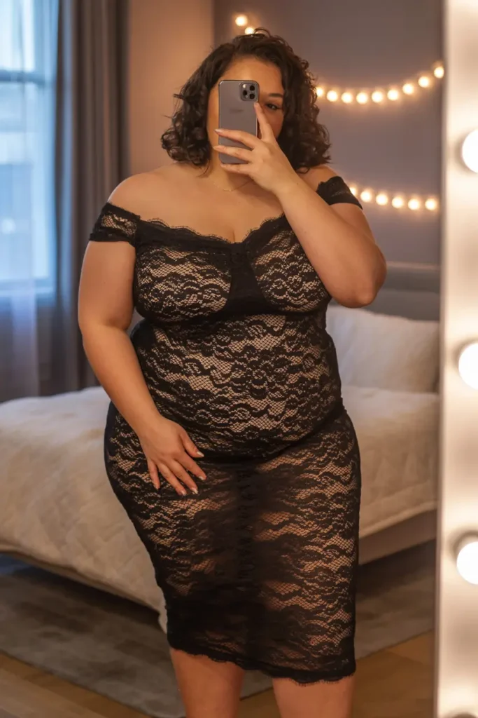 Plus size lace party dress