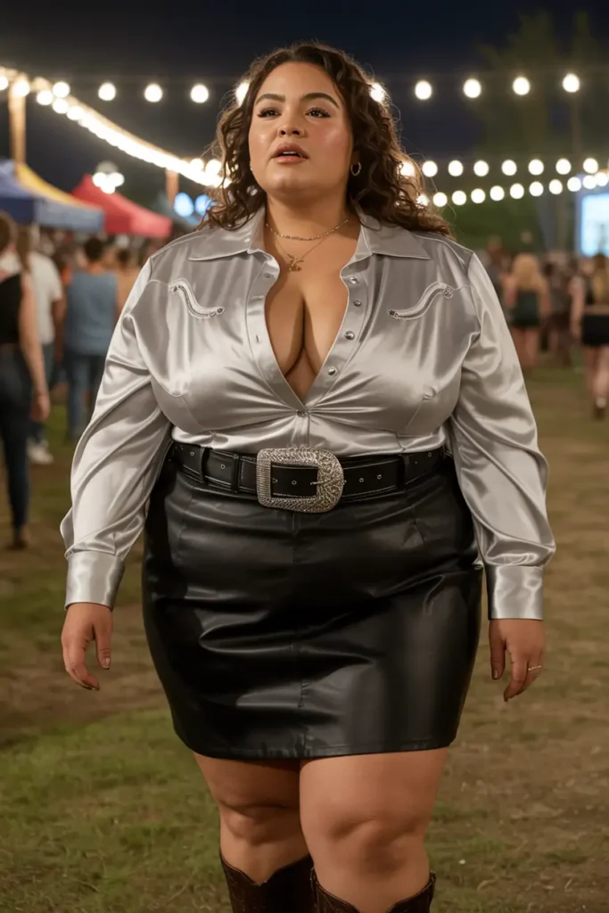 Plus size leather western outfit