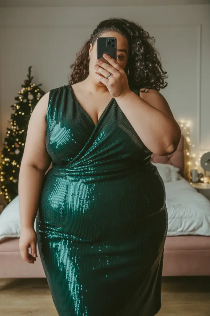Plus size sequin Christmas dress