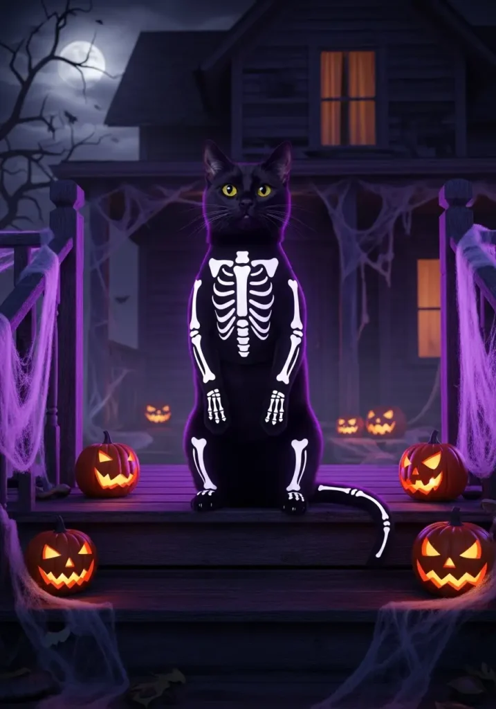Skeleton cat costume
