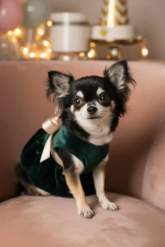 Small dog luxe velvet birthday dress