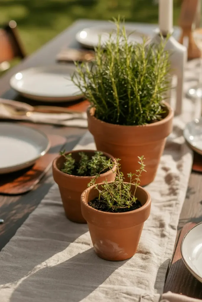 Terracotta Pot Herb Garden Thanksgiving Table Centerpiece Ideas
