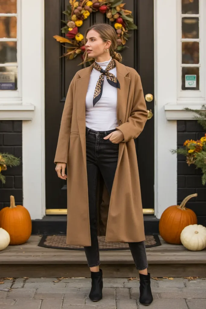 Thanksgiving statement coat outfit