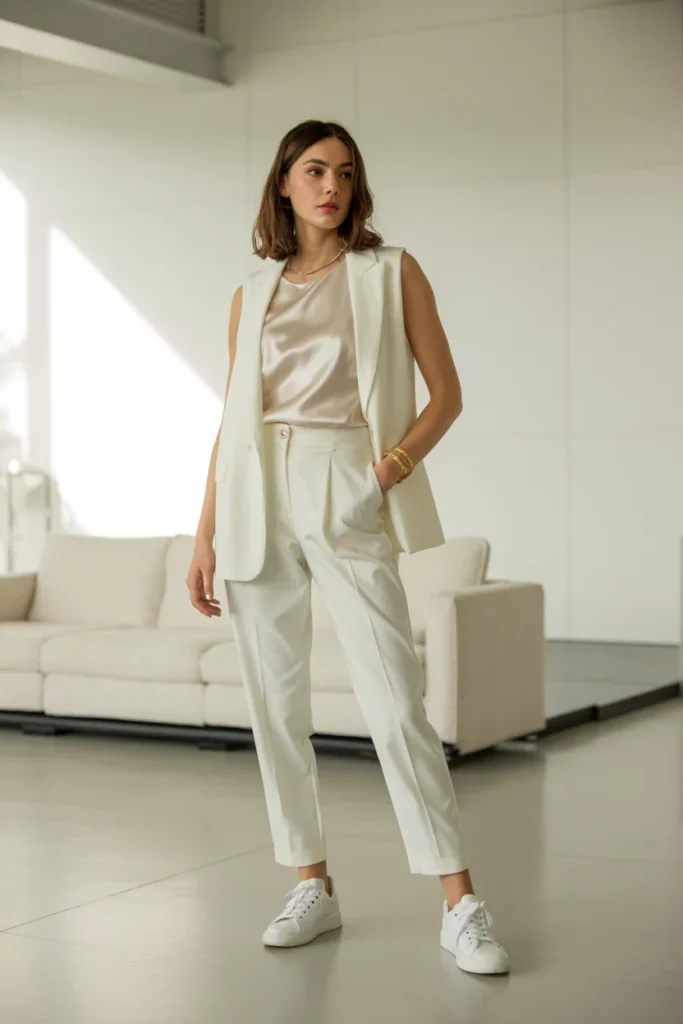 All white sneaker outfit