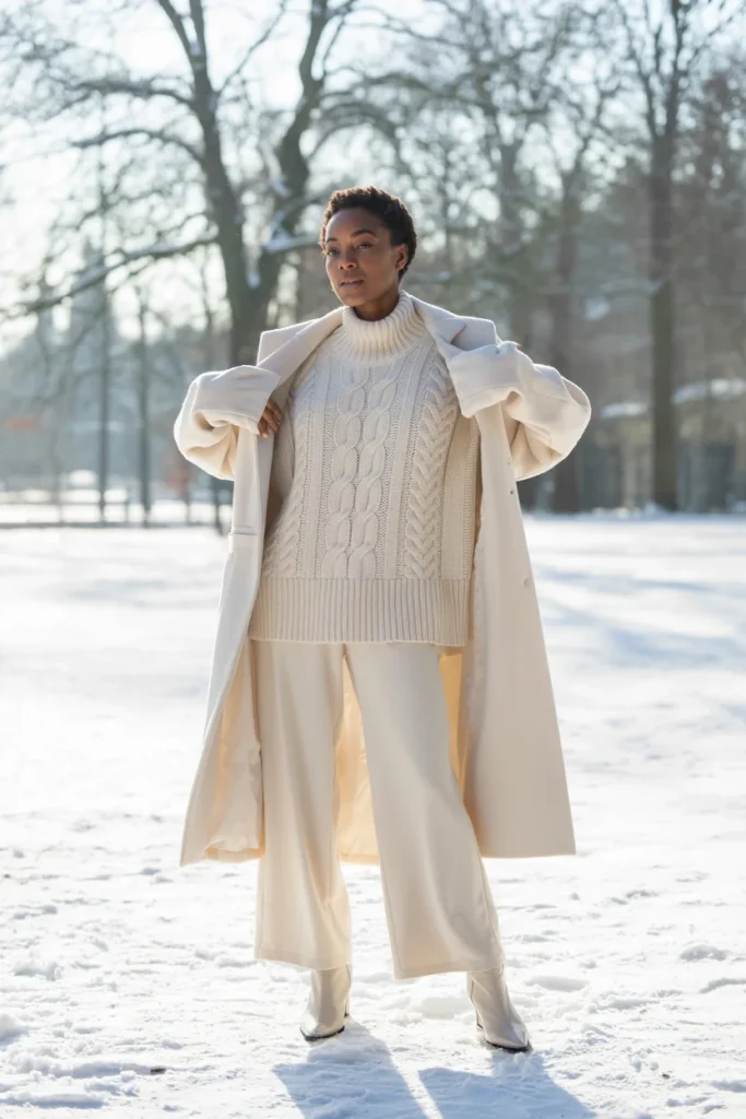 All white winter look