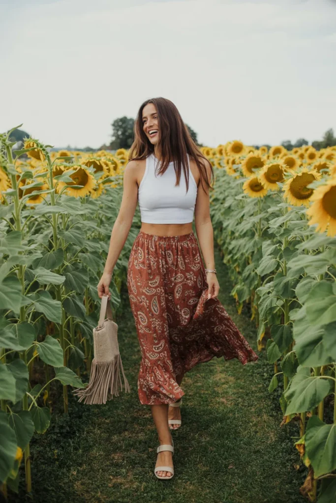 Boho skirt outfit ideas