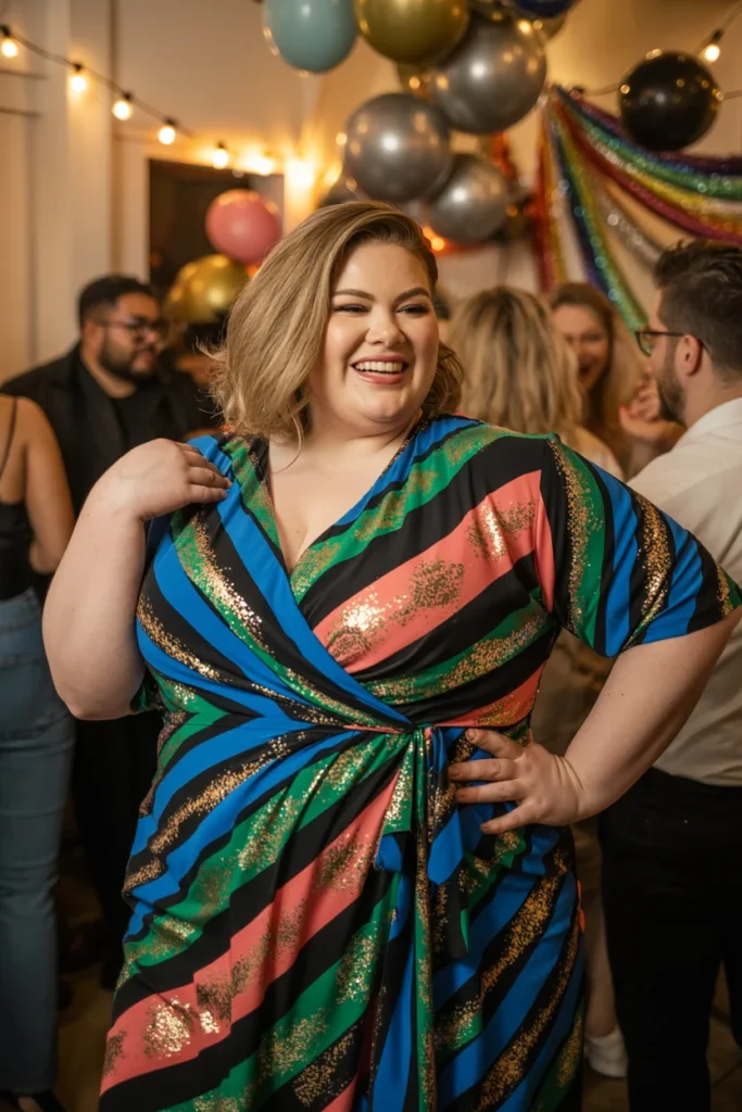 Bold print plus size NYE outfit