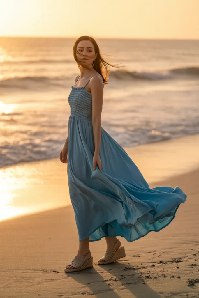 Bubble blue maxi dress