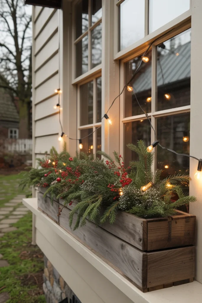 Christmas window box decor