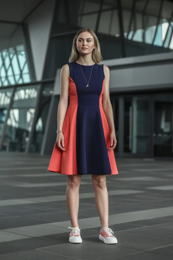 Color-block dress matching sneakers