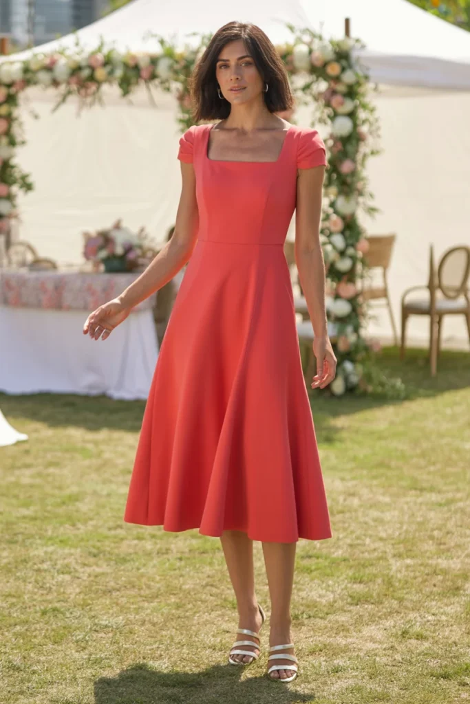 Coral summer bridal shower dress