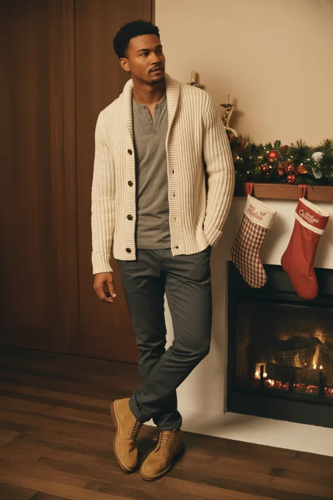 Cozy Christmas cardigan outfit