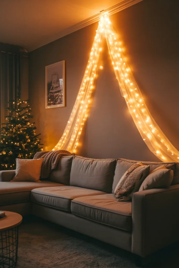 Cozy fairy light living room