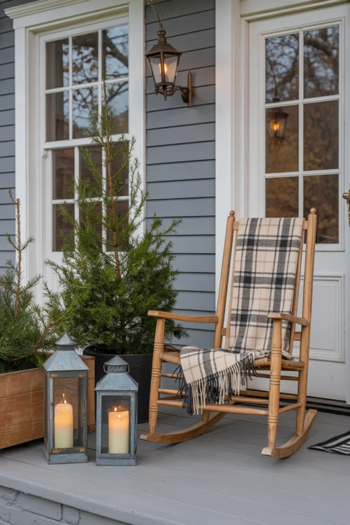 Cozy porch Christmas decor