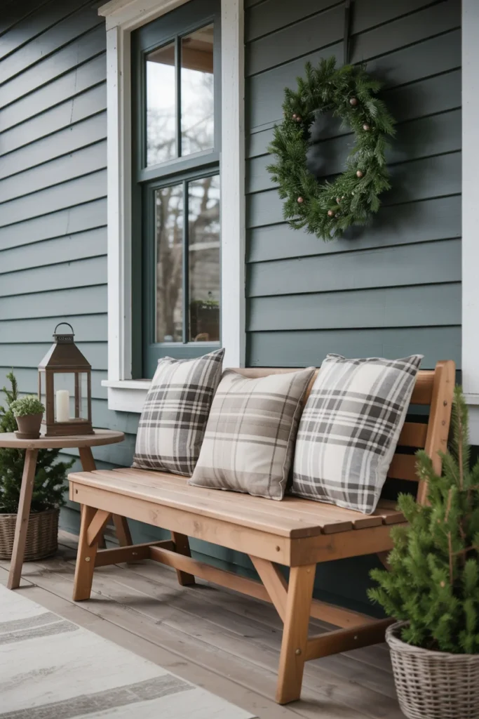 Cozy porch seating Christmas