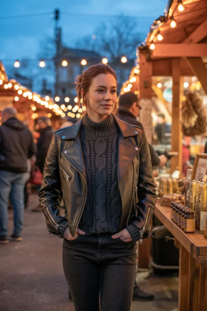 Denim sweater winter style