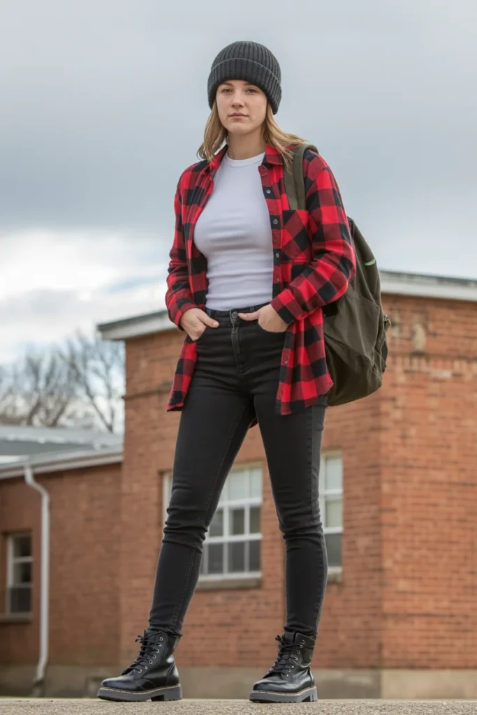 Flannel thermal layered outfit