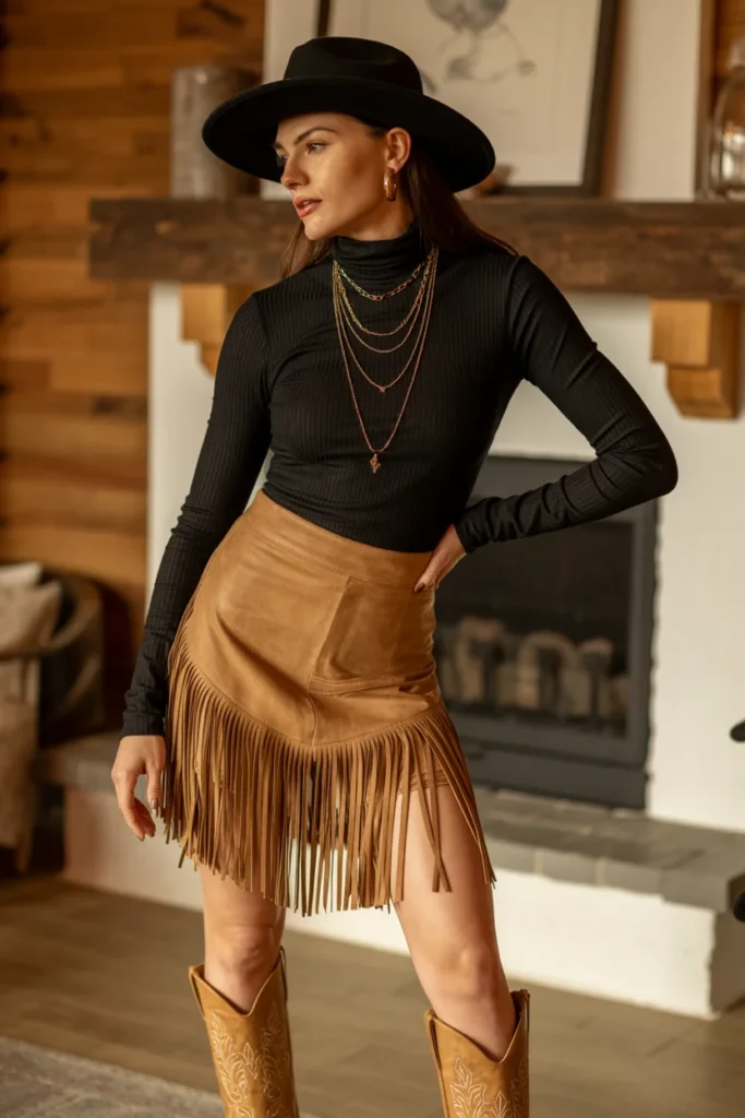 Fringe skirt western winter style
