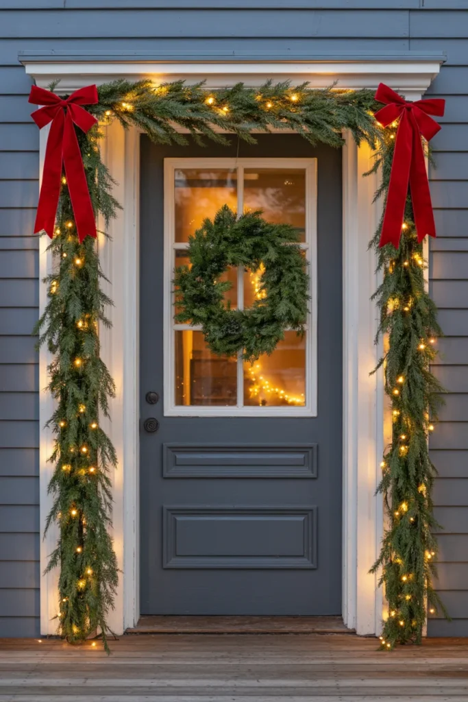 Front door garland lights