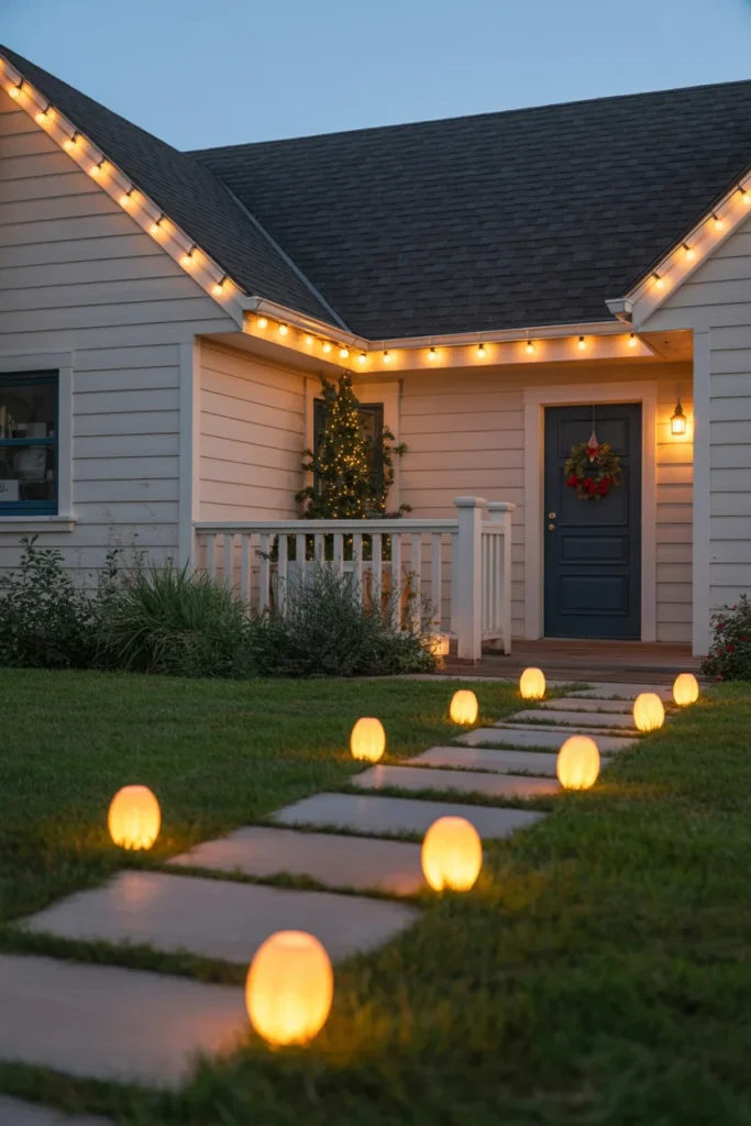 Front yard Christmas lights