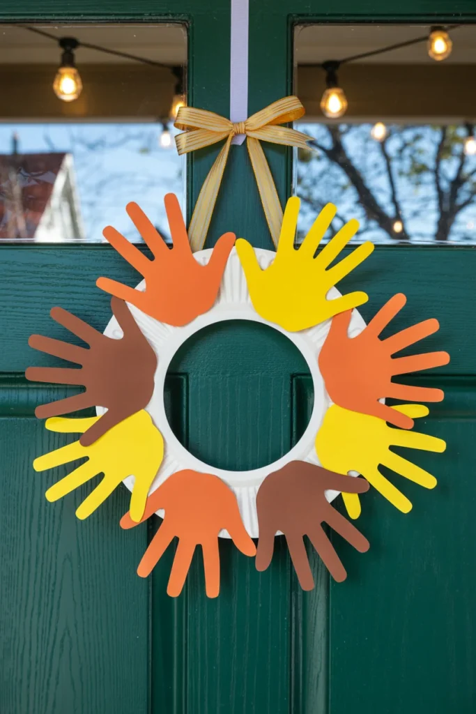 Handprint wreath thanksgiving craft