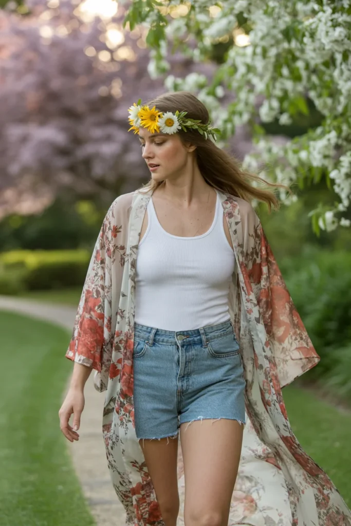 Kimono boho outfit