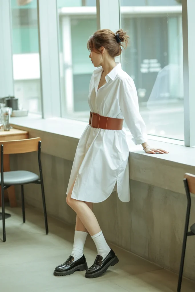 Korean shirt dress style