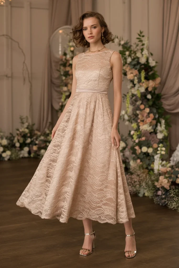 Lace bridal shower guest dress