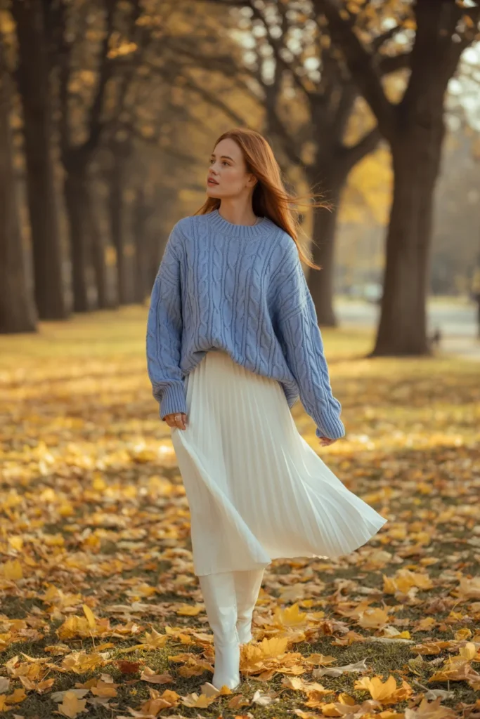 Light blue sweater outfit