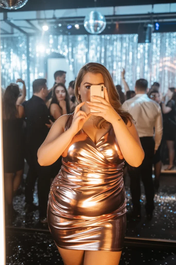 Metallic plus size party dress