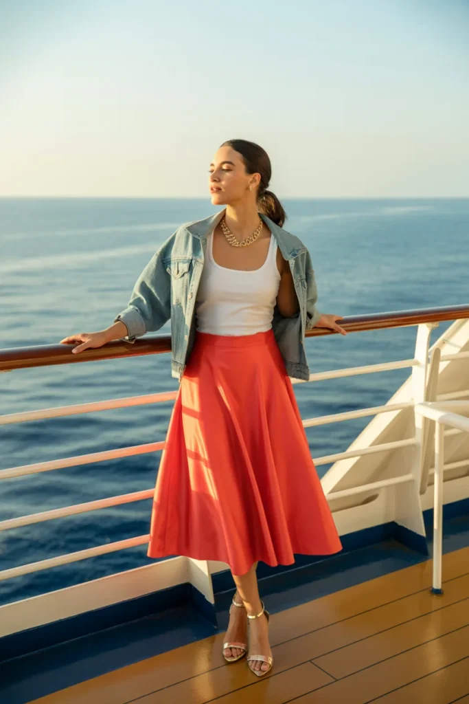 Midi skirt cruise attire