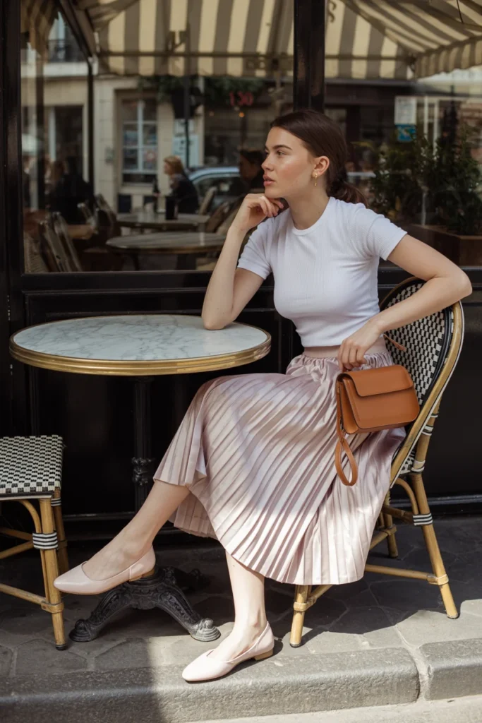 Midi skirt tee outfit