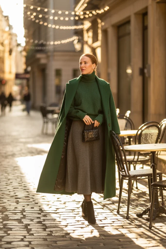 Midi skirt winter outfit