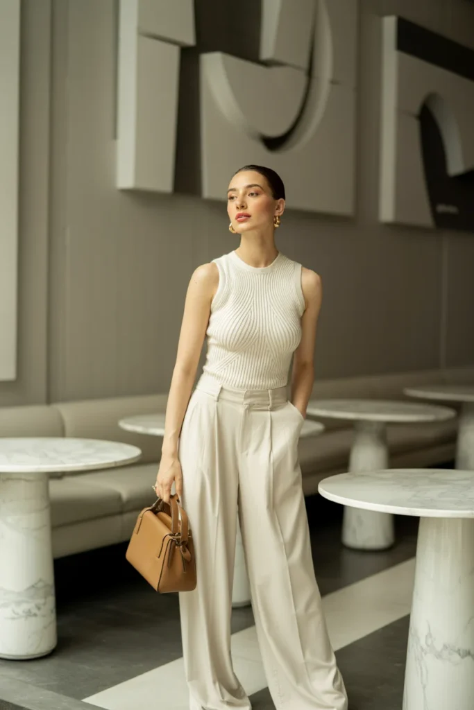 Monochrome neutral lunch outfit