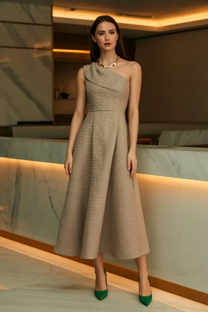 Neutral bridal shower dress idea