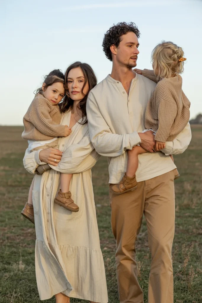 Neutral family photo outfits