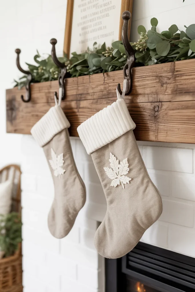 Neutral farmhouse Christmas stockings