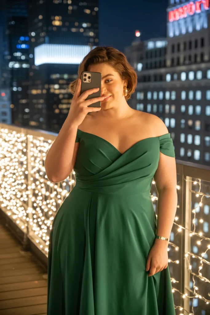Off-shoulder plus size NYE dress