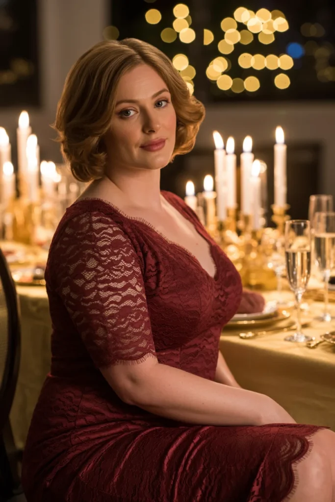 Plus size lace evening dress