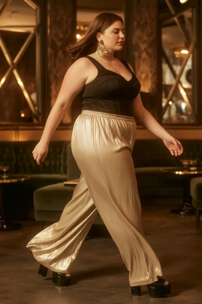 Plus size palazzo club pants