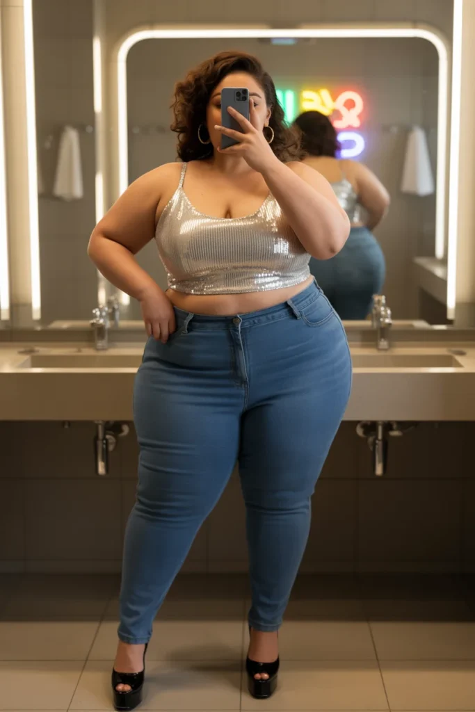 Plus size sequin club top