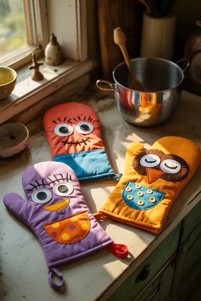 Quirky Oven Mitts with Personality