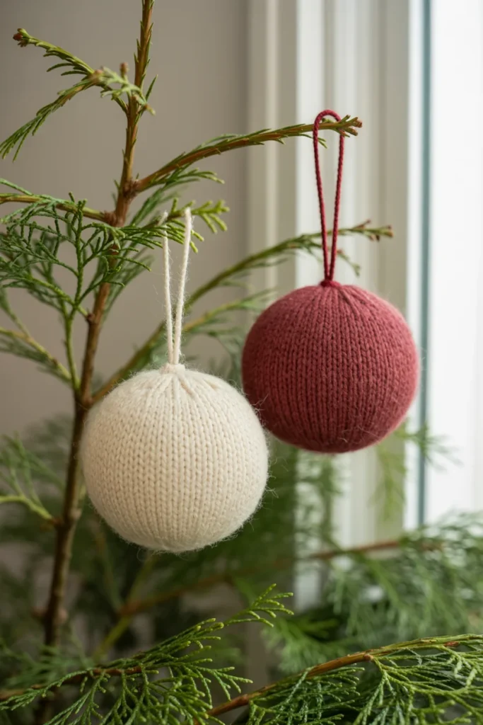 Recycled sweater Christmas ornaments